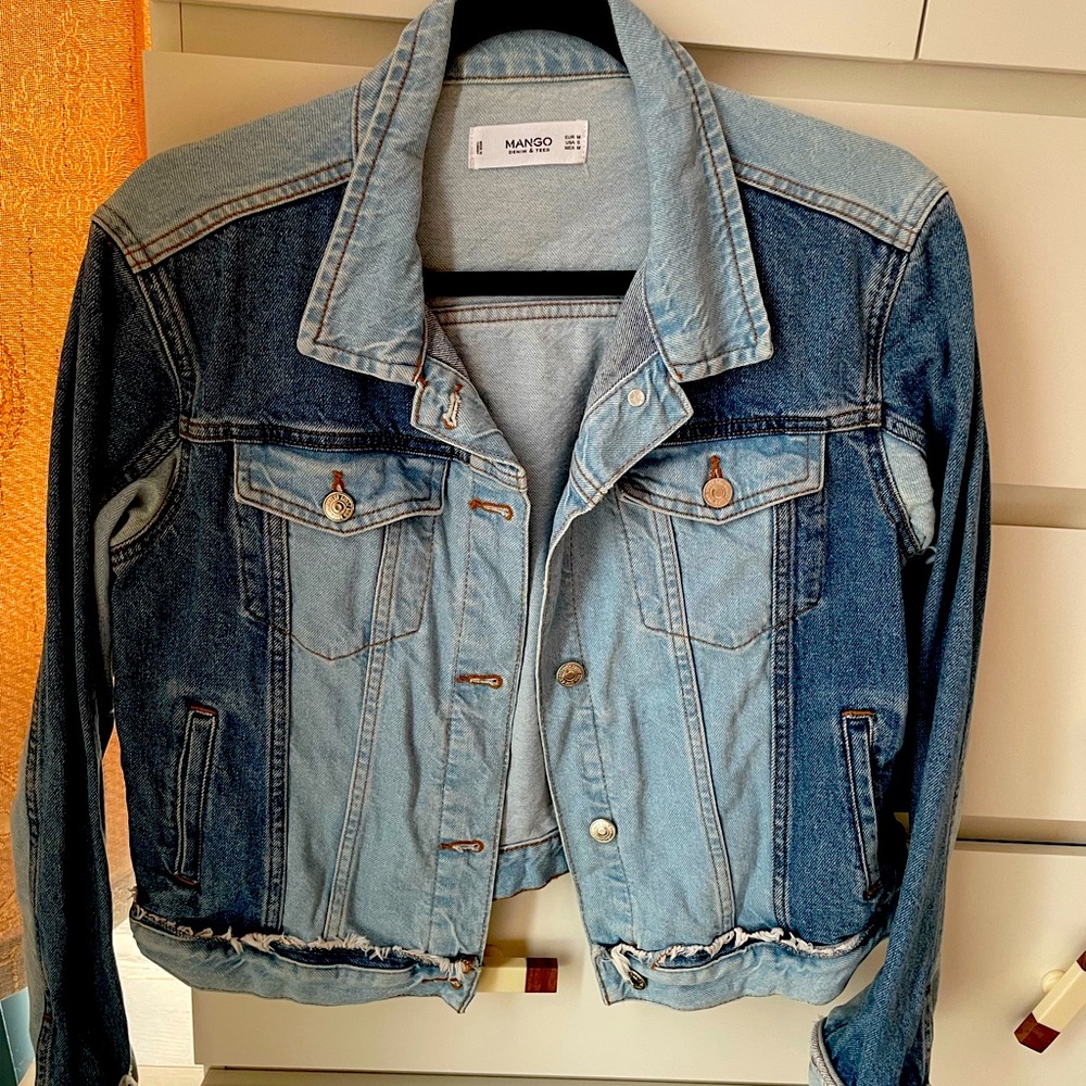 Color block denim jacket
